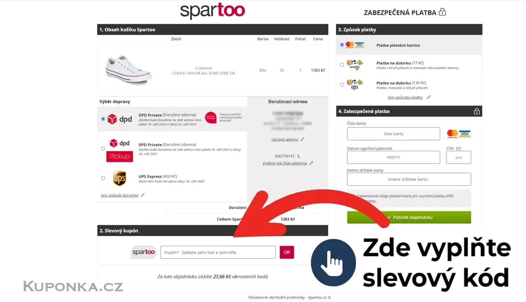 Kde zadat slevový kód na Spartoo