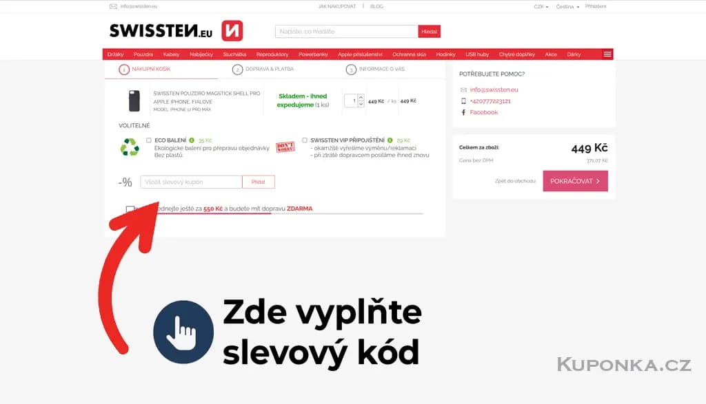 Kde zadat slevový kód na SWISSTEN