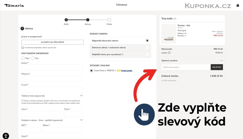 Kde zadat slevový kód na Tamaris