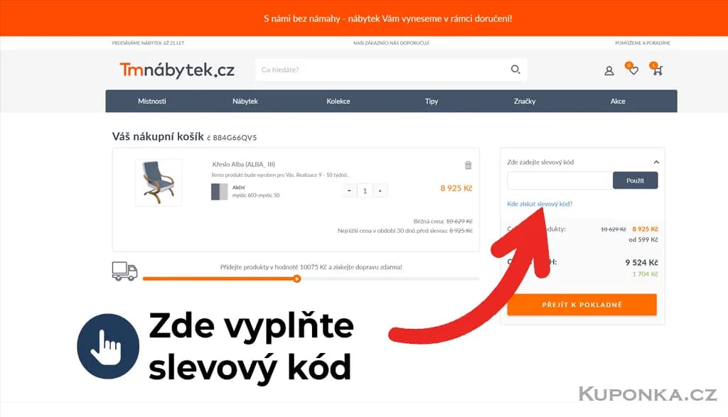 Kde zadat slevový kód na TMnábytek