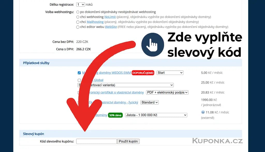Kde zadat slevový kód na Vedos