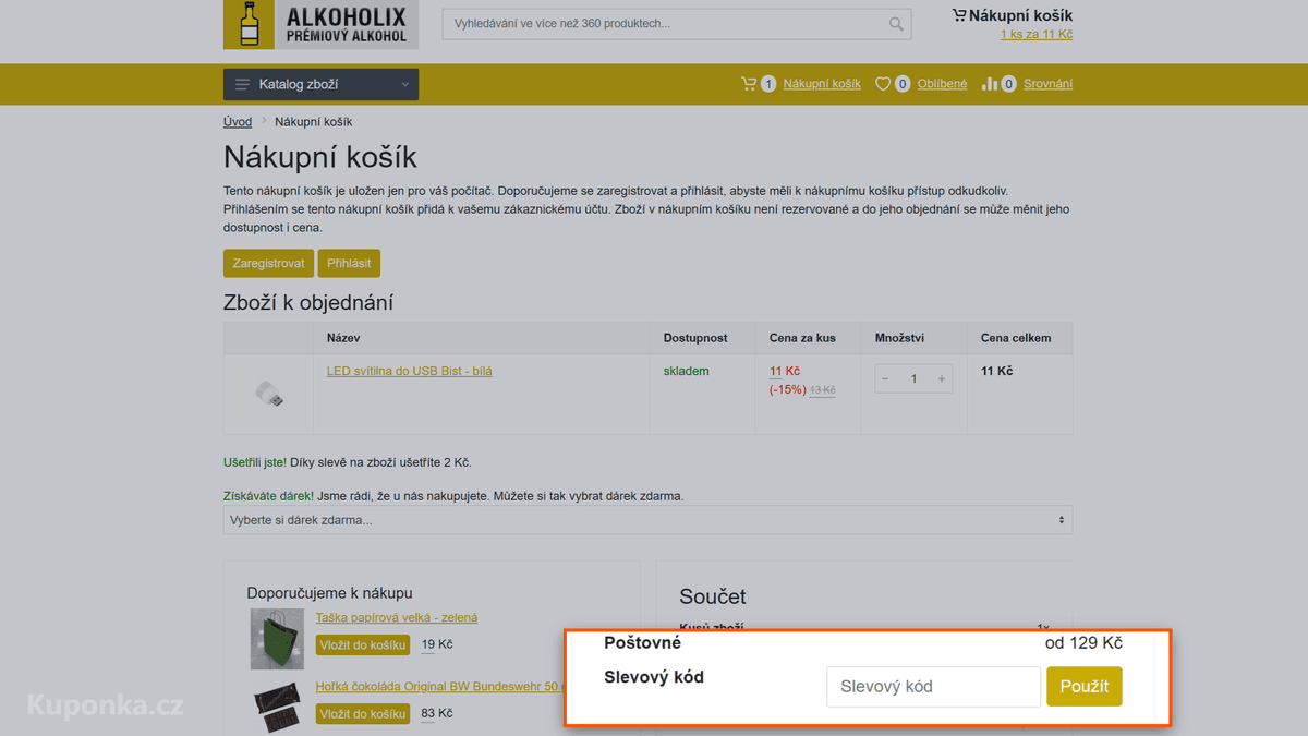 Kde zadat slevový kód na Alkoholix.cz