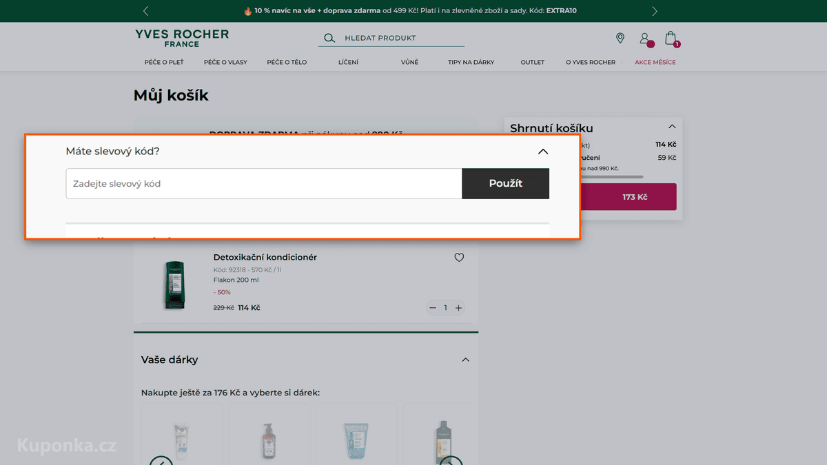 Kde zadat slevový kód na Yves Rocher