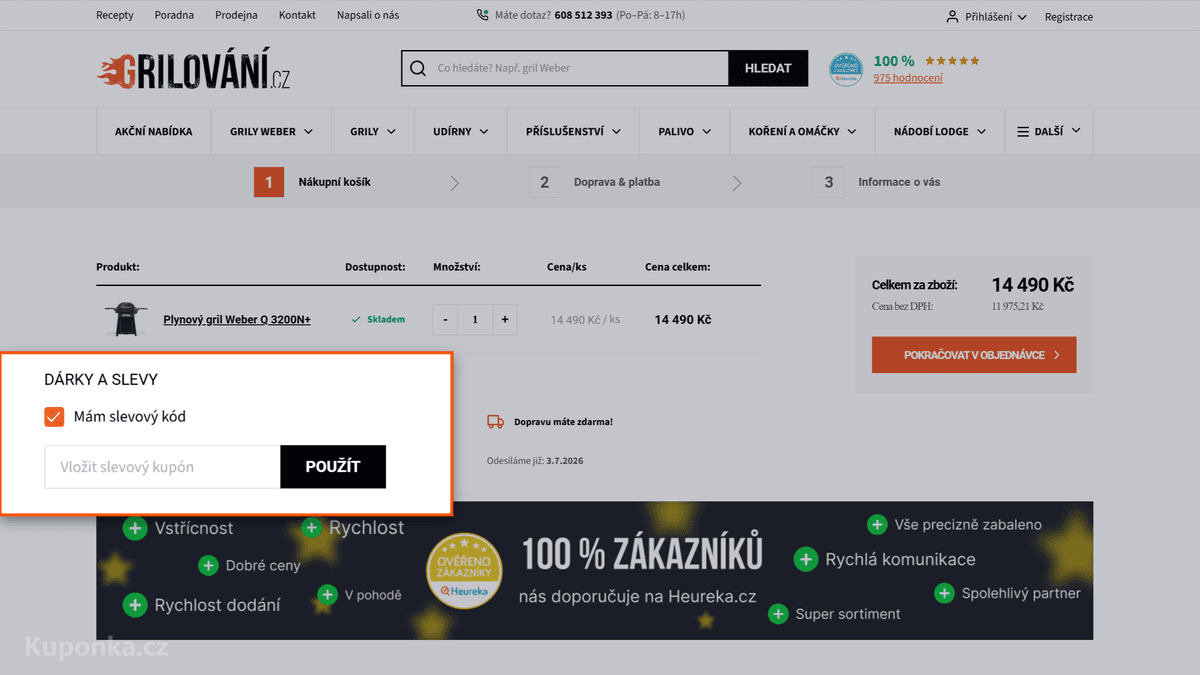Kde zadat slevový kód na Grilování.cz