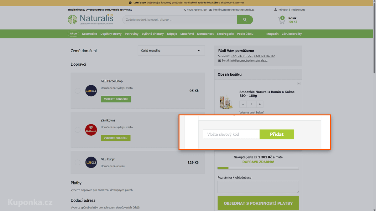 Kde zadat slevový kód na Naturalis