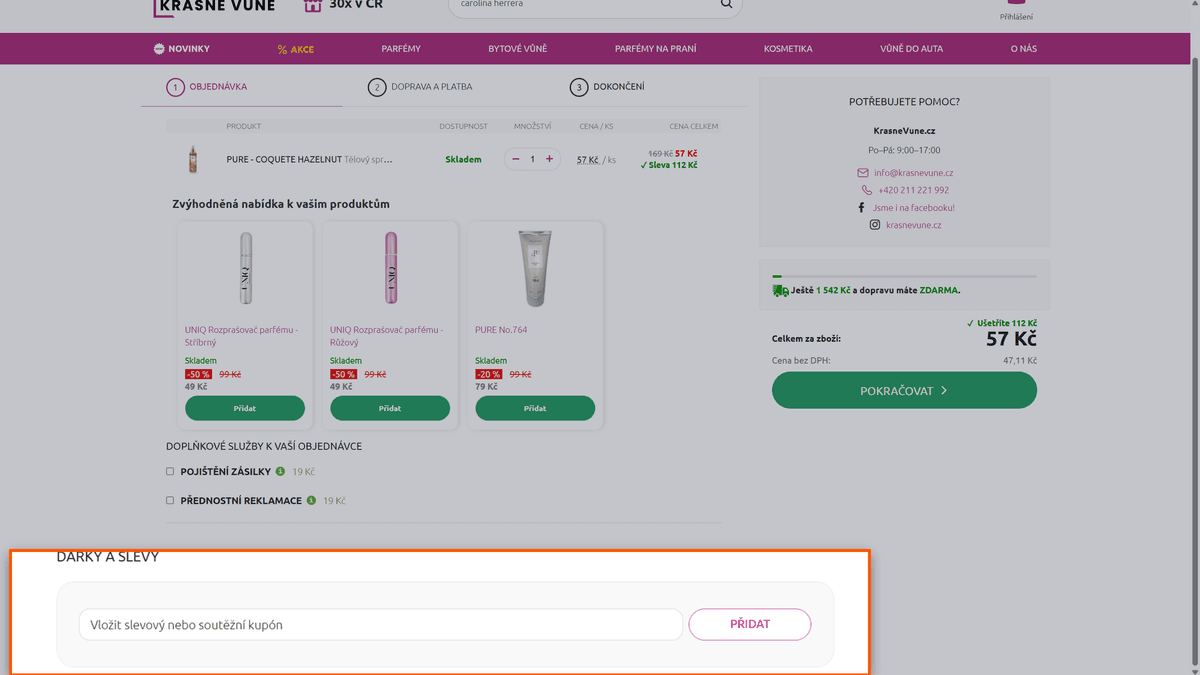Kde zadat slevový kód na Krásné vůně