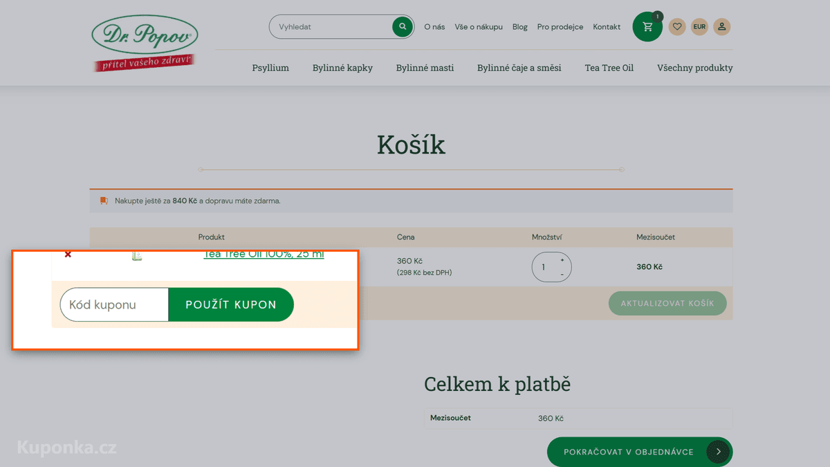 Kde zadat slevový kód na Dr. Popov