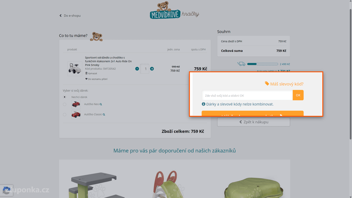 Kde zadat slevový kód na Medvídkové hračky