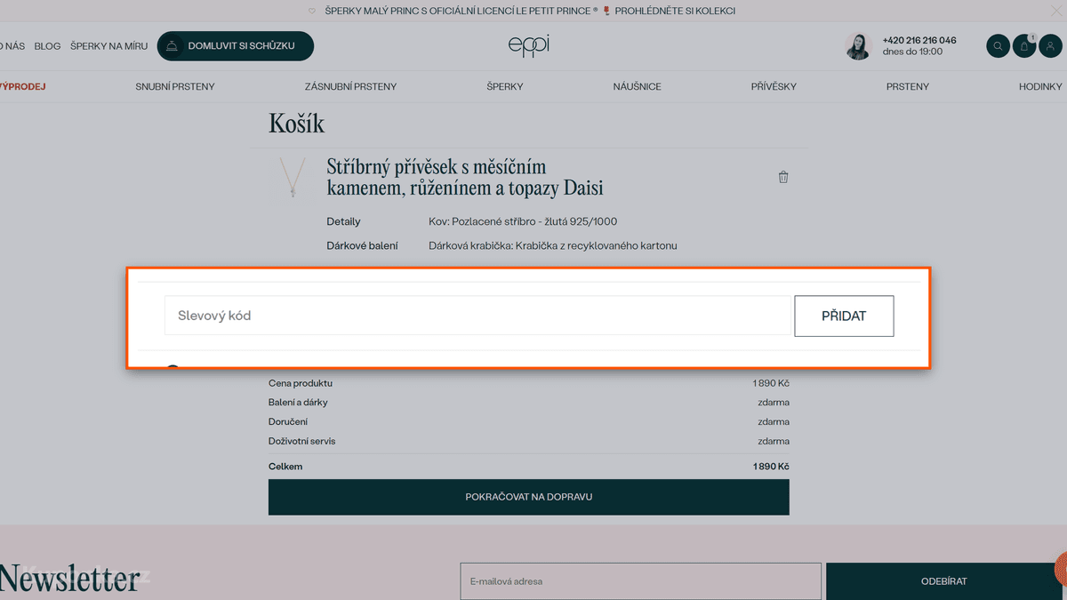 Kde zadat slevový kód na Eppi
