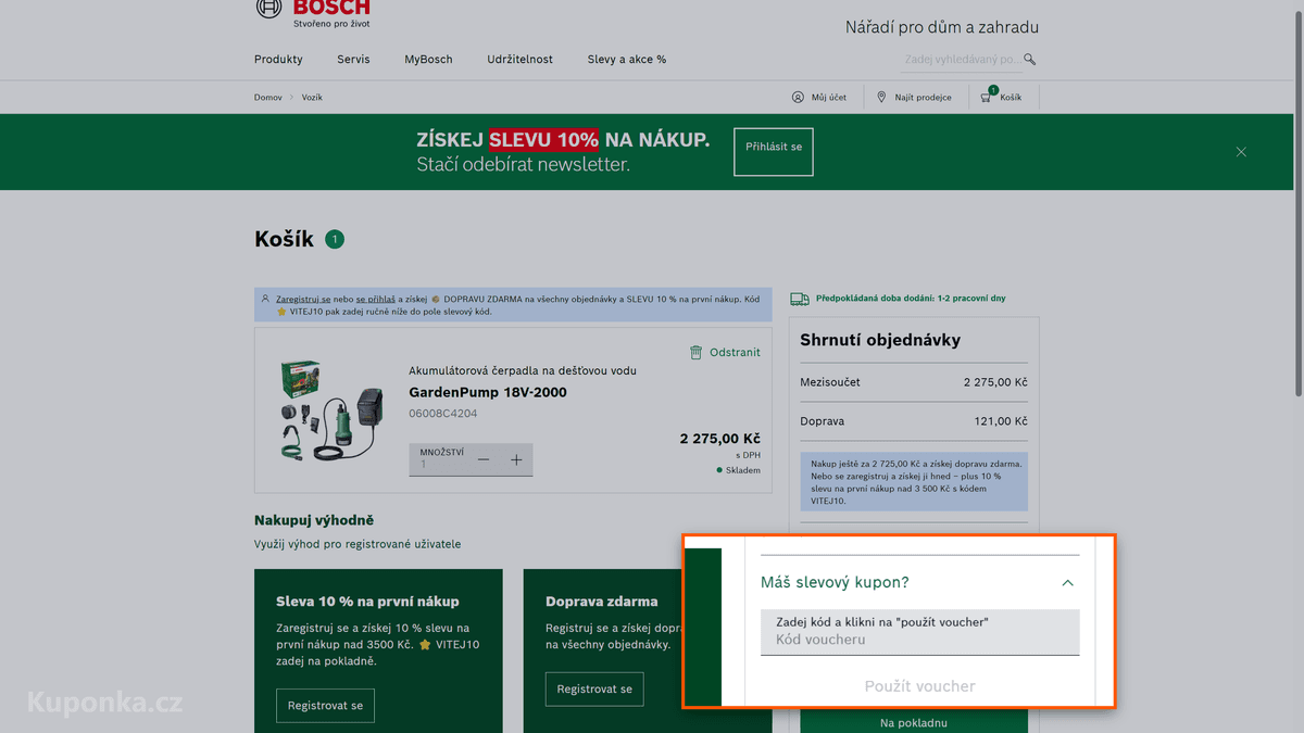 Kde zadat slevový kód na Bosch DIY